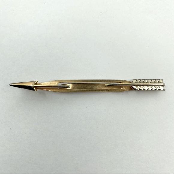 Vintage Swank Arrow Tie Bar Pierced Look 1940’s 1950’s Gold Silver Tone - Picture 3 of 10